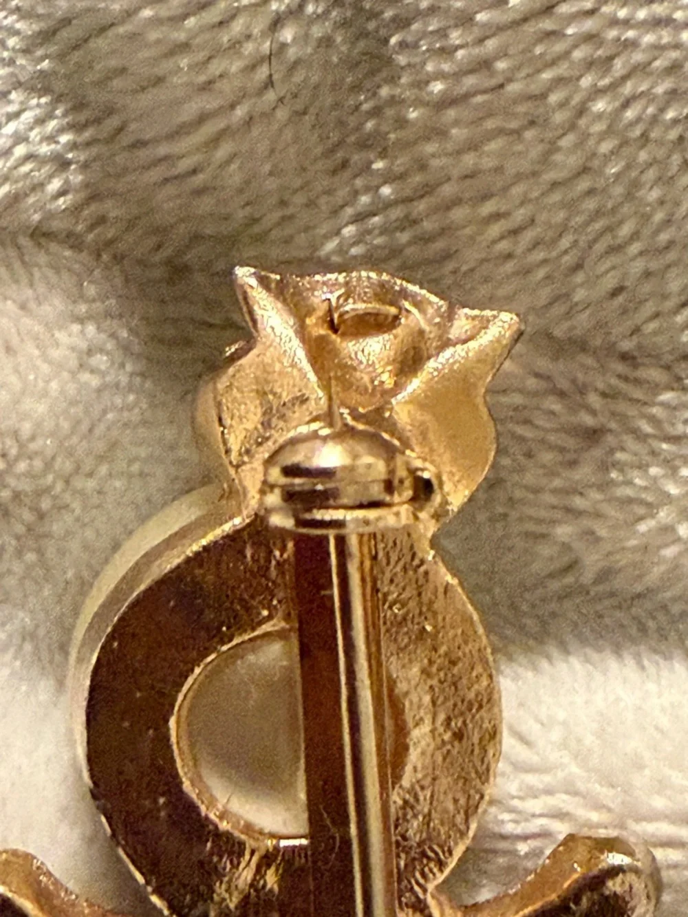 Gold-Tone Owl Brooch with Pearl and Red & Blue Stones